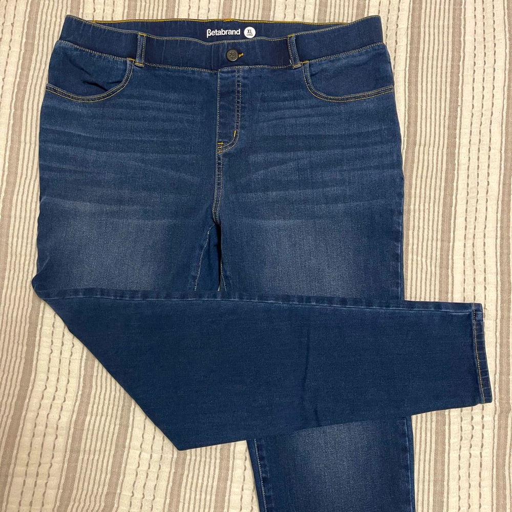 Betabrand Skinny-Leg 4-Pocket Yoga Denim XL Long